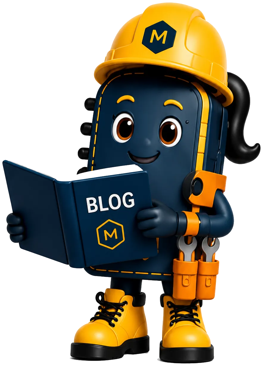 Martine, la mascotte Arti·App, lit un livre intitulé BLOG